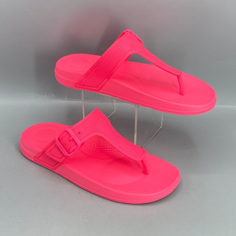 Women's Iqushion Flip Flop Sandals Womens 8 Pink Thong Summer Fun Tropical Beach